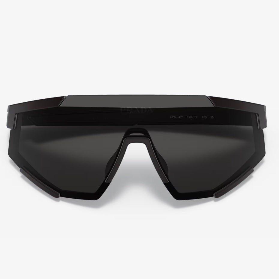 Maison IX | Geometric Shield Sunglasses - Matte Black / Red Stripe