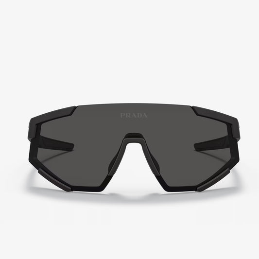 Maison IX | Geometric Shield Sunglasses - Matte Black / Red Stripe