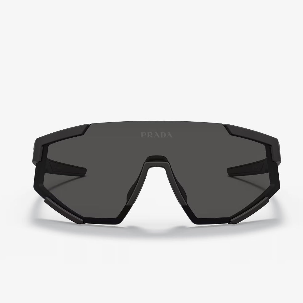 Maison IX | Geometric Shield Sunglasses - Matte Black / Red Stripe