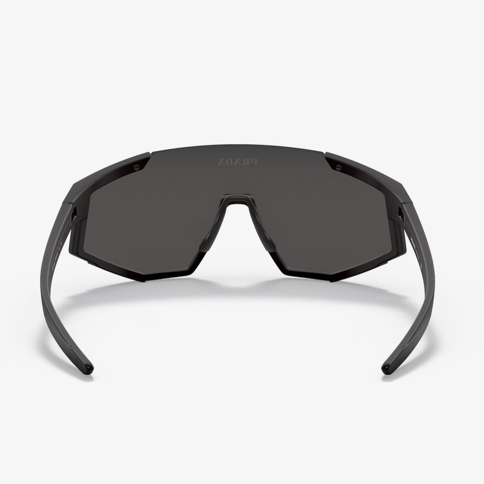 Maison IX | Geometric Shield Sunglasses - Matte Black / Red Stripe