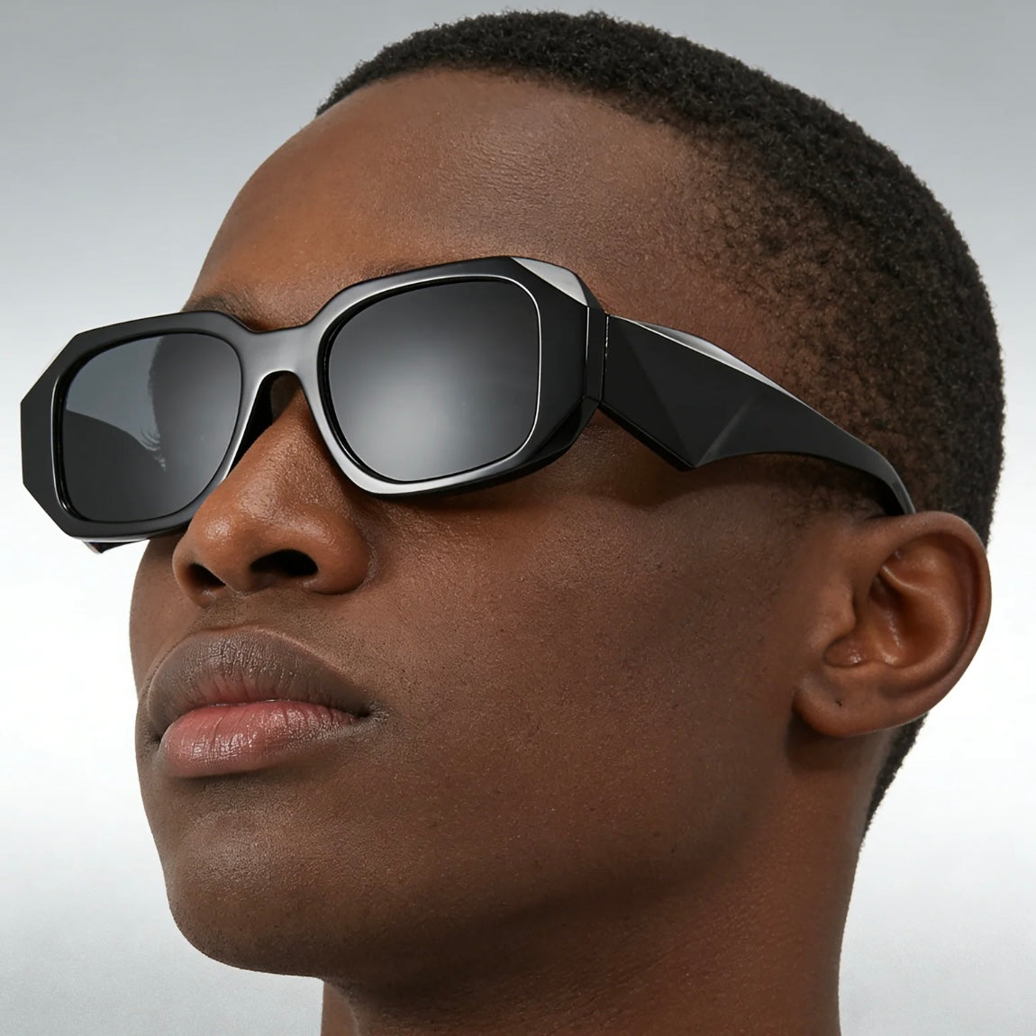 Maison IX | Geometric Signature Sunglasses - Black Acetate