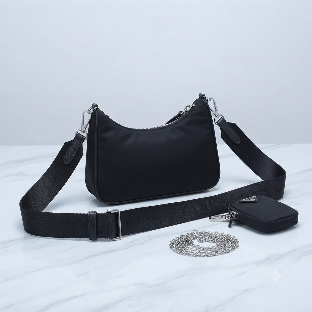 Maison IX | Re-Edition Nylon Crossbody Bag - Black