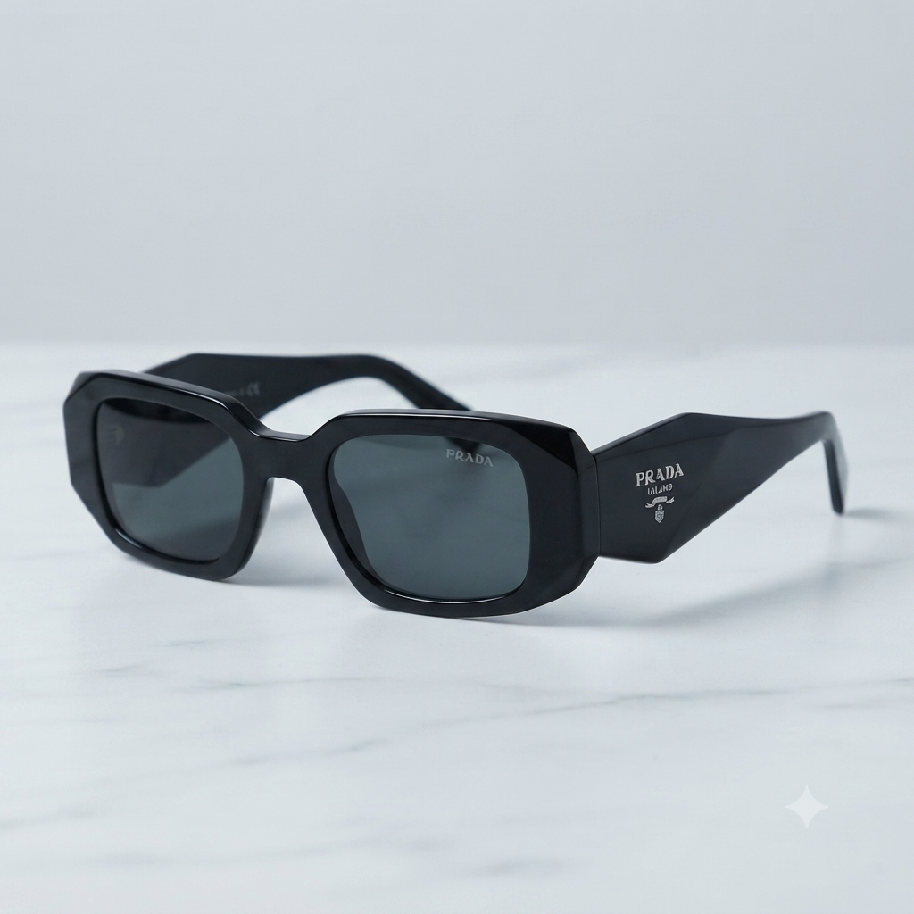 Maison IX | Geometric Signature Sunglasses - Black Acetate