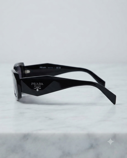 Maison IX | Geometric Signature Sunglasses - Black Acetate